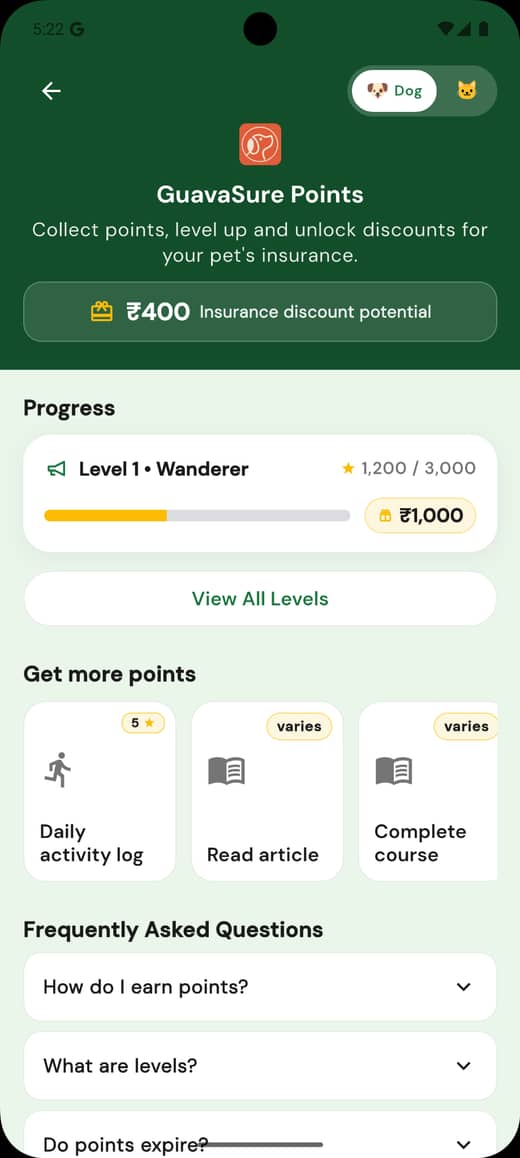 GuavaSure Points and levels