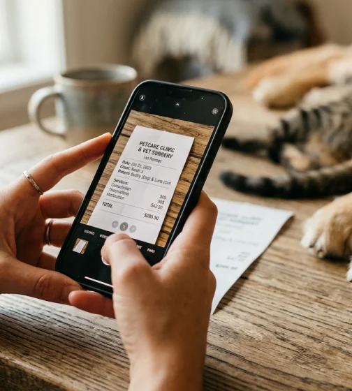 Uploading a vet receipt on phone
